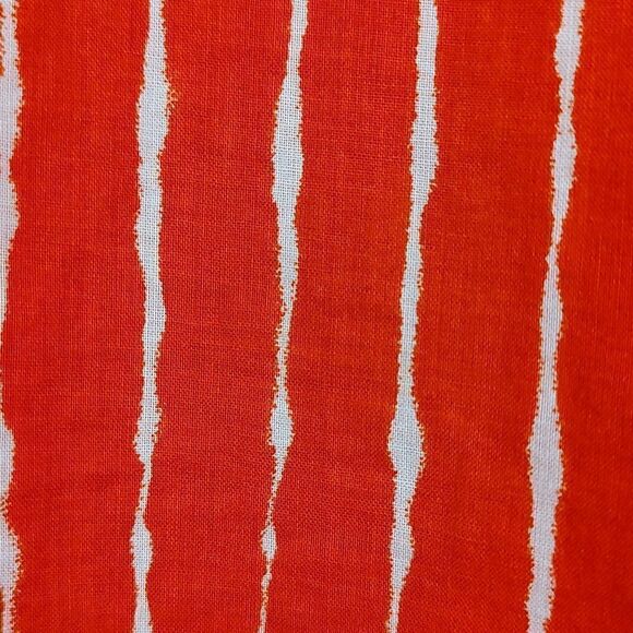 Lauren Ralph Lauren Orange and White Striped Roll Tab Sleeve Button Down Blouse - Picture 10 of 11